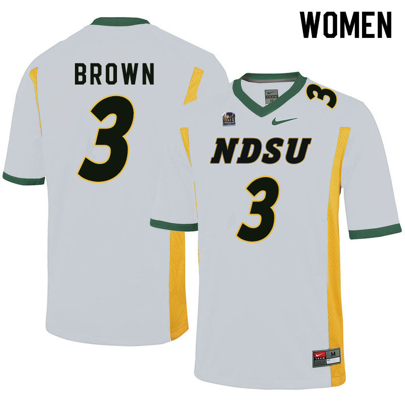 Women #3 Jaxon Brown North Dakota State Bison College Football Jerseys Sale-White